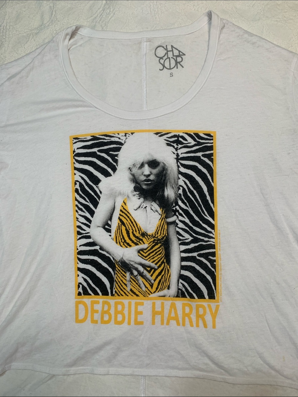 Chaser White Debbie Harry Graphic Tee with Yellow Accents